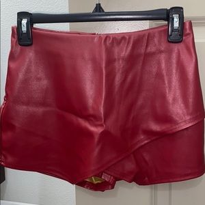 Red leather skirt skort